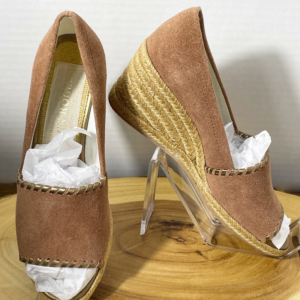 New Jack Rogers Palmer Wedge Espadrilles Suede Upper NWOT NWOB Brown Rose